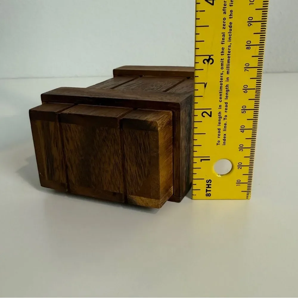 Handmade Hidden Drawer Wooden Trinket Box 5.5x3”